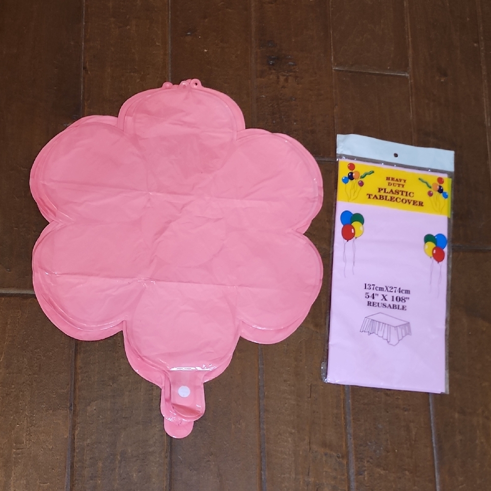 Fourty Seven Pink Inflatable Balloons With Table Cloth Girls, Baby Shower 47
